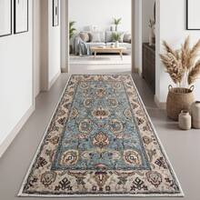 Washable Modern Minimalist Patterned Area Rug – Scandinavian Geometric Design, Contemporary Washable Carpet For Living Room, Bedroom & Home Decor - Rust Brown - View 4