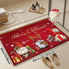 1pc Kitchen Mat, Soft Faux Cashmere Material Floor Mat, Christmas Pattern Kitchen Rug, Bathroom Door Non-Slip Mat, Entrance Door Decorative Mat, Bedroom Door Non-Slip Mat, Suitable For Multiple Scenes Non-Slip Mat, Room Decoration, Holiday Gift - Multicolor - View 13