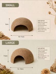 1pc Natural Coconut Shell Small Pet Hideout, Hand-Polished Semi-Circular Hamster Gnawing & Resting Nest, Small/Large Size Optional, Suitable For Hamsters, Gerbils And Rats Daily Habitat - Round - View 3