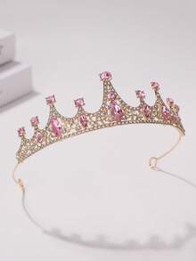1件女款時尚公主皇冠甜美水鑽生日髮飾髮箍 - 4212粉紅色 - 查看 4