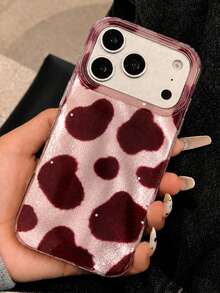 Luxury Fashion Leopard Print Starry Sky Aurora Glitter Phone Case, Compatible With IPhone 18 Pro Max 18 Pro 17 Pro Max 17 Pro 17 16 Pro Max 16 Pro 16 15 Pro Max 15 Pro 15 14 Pro Max 14 Pro 14 13 Pro Max 13 Pro 13 12 11, Autumn/Winter Asymmetrical Water Ripple Glossy Soft Protective Back Cover - Burgundy - View 5