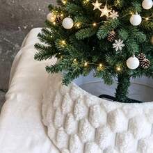 1pc Christmas Tree Collar Plush Christmas Tree Skirt, Suitable For Artificial Christmas Tree, Farmhouse Country Style Tree Ring Tree Skirt, Christmas Home Decor - Christmas Tree Skirt - View 6