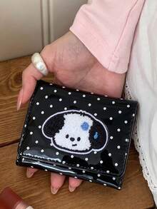 Children's 3-Fold Card Holder, Cute Puppy Embroidery Polka Dot 3-Fold Wallet, With Multiple Card Slots And Photo Window, Suitable For Storing Cash, Cards And Coins, Essential Accessory Halloween Special Offer (2pcs/Pack) - Multicolor - View 5