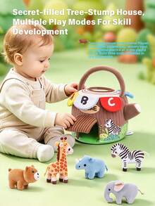 1 buah Boneka Plush Rumah Pohon Harta Karun Unisex dengan Lonceng, Kertas Berkerut, Bunyi Peluit, dan Cermin, Boneka Pengembangan Sensorik untuk Balita, Cocok Sebagai Hadiah Natal dan Halloween untuk Bayi Baru Lahir - MultiWarna - View 11