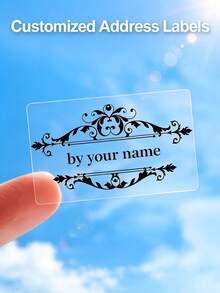 12/8/3/5pcs Personalized Transparent Stickers | Customized Name Vintage Border Transparent Self-Adhesive Labels | Multi-Color Options, Suitable For Gift Packaging And Handmade Business - Multicolor - View 2