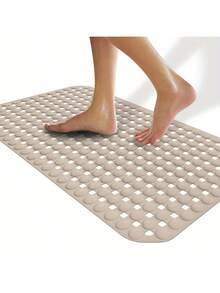1pc Non-Slip Bathtub Mat With Drainage Holes And Suction Cups, Shower Mat And Bathroom Rug, Home Bathroom Accessories - Multicolor - View 11