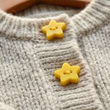 20pcs Yellow Five-Pointed Star Plastic Buttons, Two-Hole Asymmetrical Solid Color Star Buttons For Handmade DIY Coat Decoration - Yellow Star 12mm - View 2