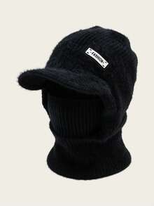 1pc Letter Knit Warm Hat For Men, Autumn/Winter Face Mask Scarf Integrated Baseball Cap, Outdoor Skiing Neck Gaiter All-In-One Hat, Suitable For Outdoor Use - Multi-color - View 2
