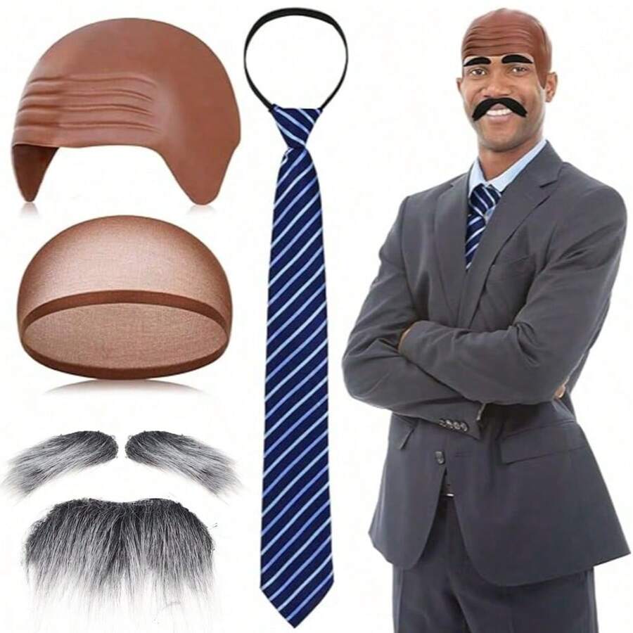 Halloween Latex Bald Cap For Adults, Men's Bald Cap Wig, Cosplay And Theater Performance Set, Comfortable Fit, Latex-Free Design, Halloween And Costume Party Accessory - View 1