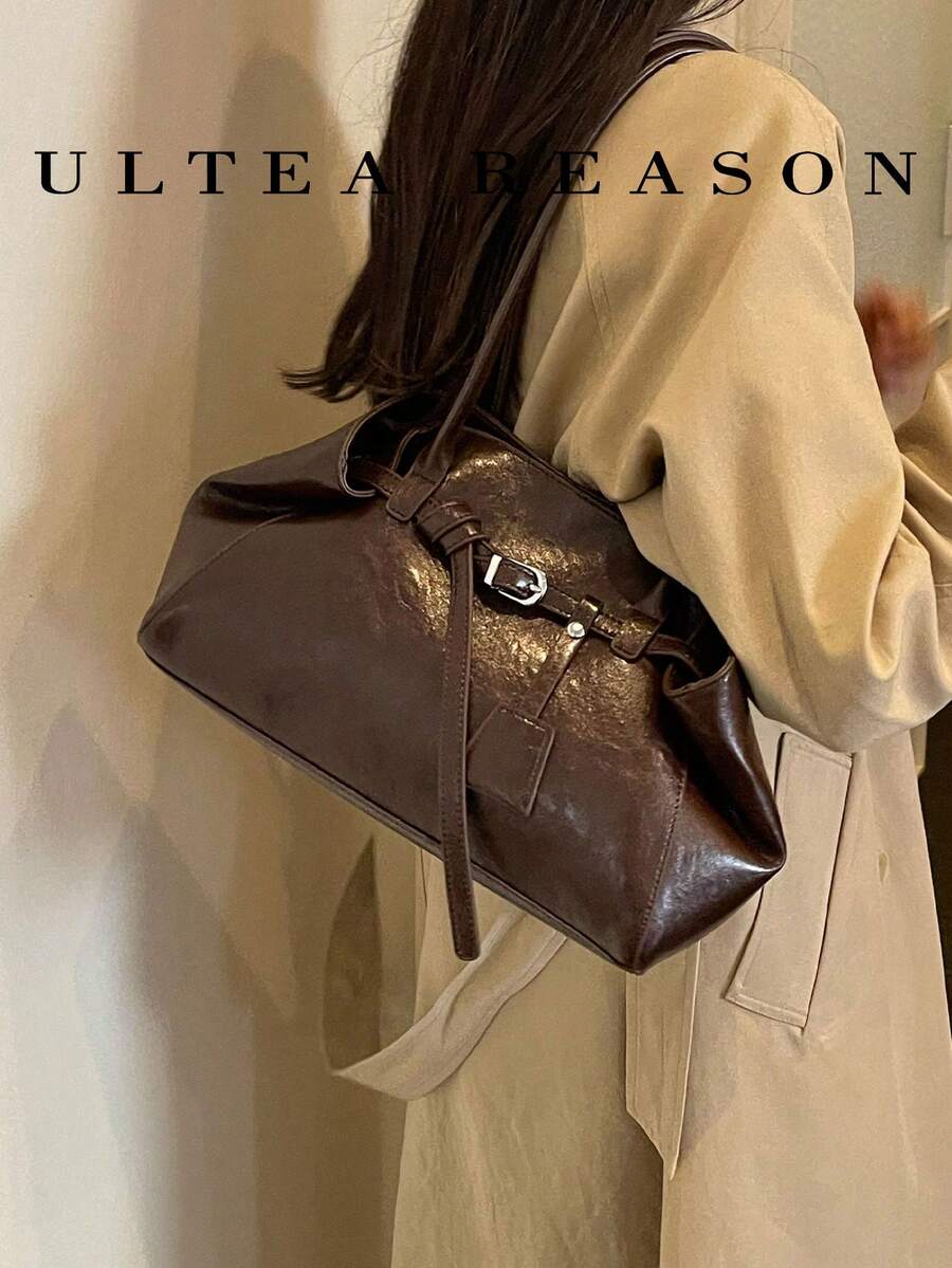 1pc Solid Color PU Leather New Women's Bag, Shoulder Bag, Crossbody Tote Bag, Fashion Square Handbag, Magnetic Closure, Suitable For Commuting, Shopping, Dating, Work