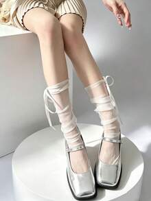1/3/5/10 Pasang Kaos Kaki Jala Renda Berumbai Setengah Betis Wanita Musim Panas, Kaos Kaki Berumbai Modis, Kaos Kaki Hak Tinggi, Cocok Untuk Pemakaian Sehari-hari, Pesta dan Kencan, Natal, Halloween - MultiWarna - View 4