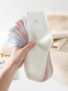 4 Pasang Kaos Kaki Wanita Motif Pita Manis Lucu Warna Polos Panjang Setengah Betis/Panjang/Pendek/Pergelangan Kaki, Kaos Kaki Putih, Kaos Kaki Minimalis, Kaos Kaki Pelajar, Kaos Kaki Kasual Nyaman Kreatif Serbaguna untuk Sehari-hari, Warna Acak, Cocok untuk Kehidupan Sehari-hari, Semua Musim Semi Musim Panas Musim Gugur Musim Dingin - MultiWarna - View 8