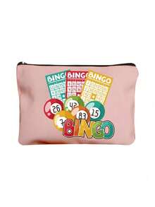 Bingo Letter Print Travel Toiletry Bag, Colorful Ribbon Decor, Cartoon Fun Multi-Function Canvas Bag, Charger Storage Bag, Travel Makeup Essentials Bag: Women's Travel Essentials Bag, Unisex Zipper Bag, Lightweight Travel - Multicolor - View 17
