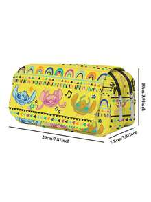 Lilo & Stitch Cartoon Print Pencil Case, High-Value Eye-Catching Pattern, Creative 3D Design, Wear-Resistant And Waterproof Fabric. Spacious Interior Can Store Various Stationery, Neat And Sturdy Stitching. Suitable For Self-Study, Daily Classes, Office Use, Also Can Be Used As A Portable Storage Bag, Interesting Design, Versatile And Durable, Multiple Patterns Available. - Multicolor - View 2
