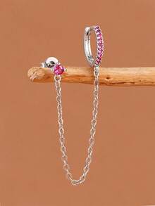 1 Piece 18K Gold Plated Chain Dangle Drop Earrings And Zirconia Pendant Hoop Earring For Women Vacation Party Jewelry Accessories - Chain Earrings 1PC - View 11