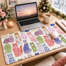 1pc Colorful Hand Drawn Cute Cat Desk Mat, Multi-Purpose Makeup Nail Art Table Pad, Large Non Slip Desktop Protector S/M/L/XL - View 2