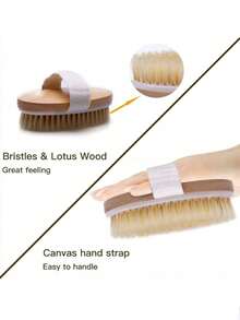 1pc Natural Bristle Body Brush - Handheld Wooden Design, Soft & Dense Bristles - Gentle Exfoliating SPA Bath Massage Tool, Dry & Wet Use - Battery-Free - Perfect Home SPA Experience - Personal Massager - A - View 4