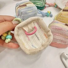 1 buah Kotak Pelindung Earbud Nirkabel Gaya Tweed, Kantong Penyimpanan Kain Lembut dengan Resleting dan Tali Pergelangan Tangan, Tas Pelindung Earphone Mini Portabel untuk Penggunaan Sehari-hari, Hadiah Ulang Tahun, Hadiah Natal - MultiWarna - View 6
