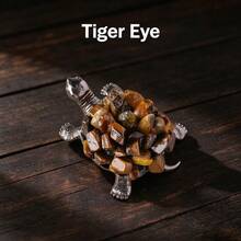 1pc Natural Crystal Cluster Turtle Ornament, Metal Turtle Statue With Amethyst, Citrine, White Quartz Cluster, Desktop Decor, Home Office Gift - Mini Turtle - View 20