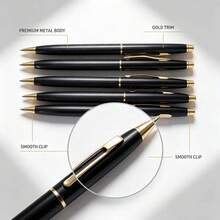 Black Silver Gold Trim Ballpoint Pen Set - Sets - View 4