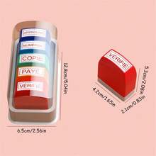 5pcs French Office Stamp Set/+3pcs Refill Bottles, Used For Office Approved Paid Copies, Business Accounting Financial Stamps Pre-Inked Rubber Stamps - Red Ink - With Tray - 5 French Financial Items - View 2