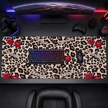 1pc Leopard Print Cherry Gaming Desk Mat, Multi-Purpose Makeup Nail Art Table Pad, Large Non Slip Desktop Protector S/M/L/XL - View 3