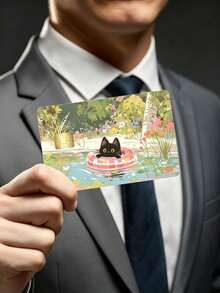 4/2pcs Super Cute Black Cat Garden Card Stickers, Paper & PVC Material Anti-Fingerprint Scratch-Resistant Wear-Resistant Skin Card Stickers, Birthday Party Gifts, Suitable For Men And Women, Small Chip Cards, Bank Cards, Credit Cards, Transportation Cards, Access Cards, Student Campus Cards Personalized DIY, Privacy Protection - B - View 6