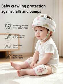 2pcs/1set Pelindung Kepala Bayi + Pelindung Lutut, Set Helm dan Pelindung Lutut untuk Bayi Merangkak & Berjalan, Lembut, Dapat Diatur, Anti Benturan, Ringan, Bernapas, dan Anti Selip untuk Balita - Kombinasi penutup kepala bayi + pelindung lutut - View 7