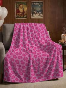 1pc 280gsm Pink Leopard Print Flannel Blanket, Vibrant Rose Pink Leopard Pattern, Soft Fluffy Skin-Friendly, Lightweight And Warm, Suitable For All Seasons. Perfect For Sofa, Bed, Office Nap - Multicolor - View 9