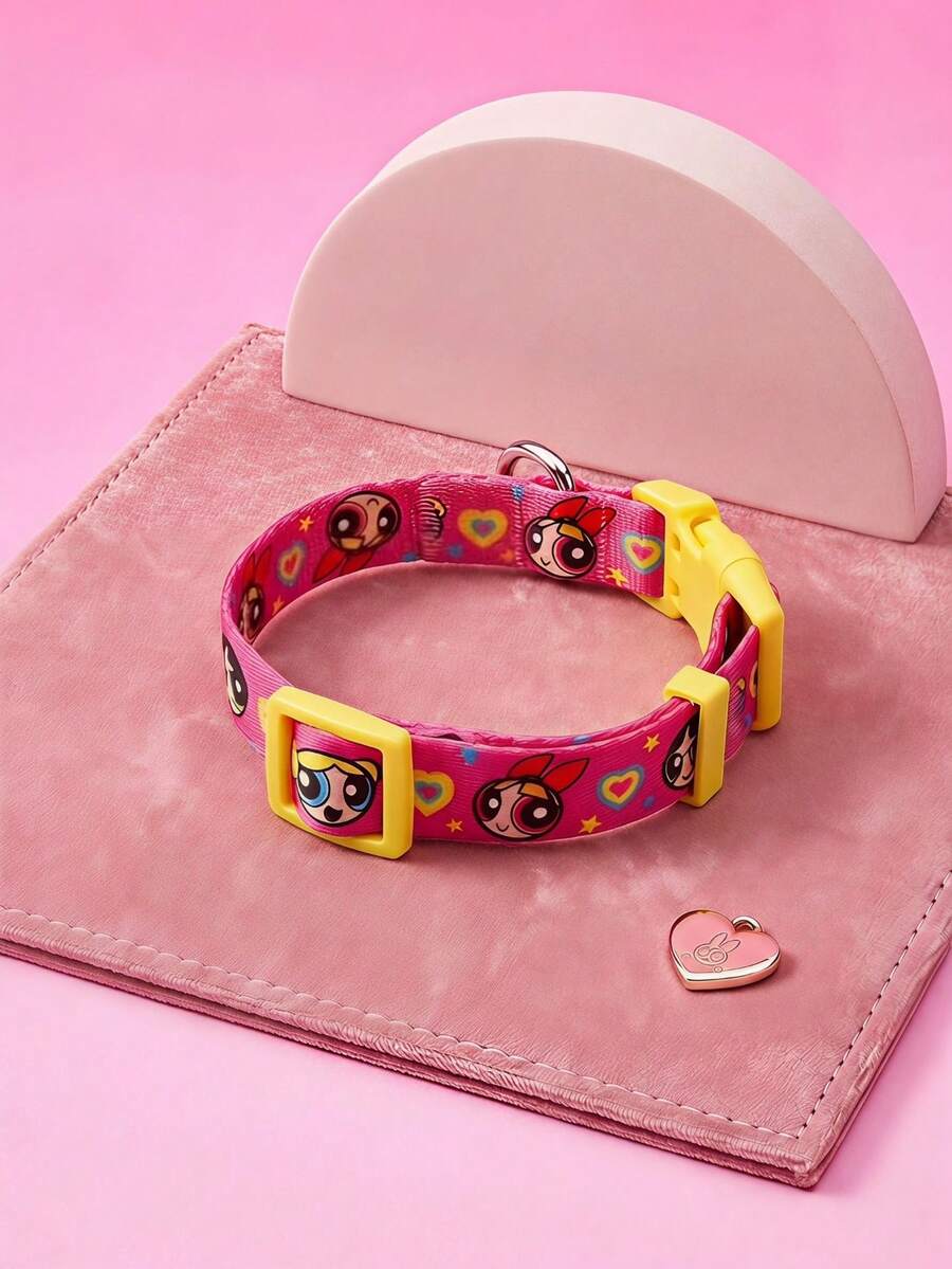 THE POWERPUFF GIRLS X PETSIN طقم طوق وقيادة وسرج للحيوانات الأليفة من بيتسين بنمط كرتوني، بألوان وردي وأصفر تتناسب مع الدوبامين، من مواد ناعمة وقابلة للتنفس، قابل للتعديل وسريع الإطلاق، مناسب للنزهات اليومية والسفر والتدريب، هدية ممتعة لعيد الميلاد أو الذكرى السنوية - روز أحمر - مشاهدة 1