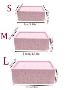 3pcs/1pc Pink Floral Embossed Sliding Lid Jewelry Storage Box, Aesthetic Desktop Trinket Organizer, Holder For Necklaces, Earrings, Rings & Pearls, Cute Home Decor & Gift For Women Girls - Multicolor - View 8