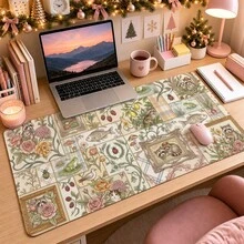 1pc Vintage Botanical Animal Patchwork Desk Mat, Multi-Purpose Makeup Nail Art Table Pad, Large Non Slip Desktop Protector S/M/L/XL - View 7