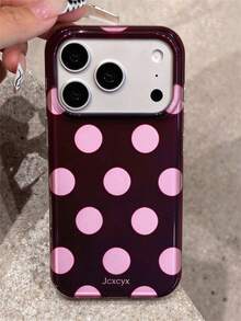 極簡可愛波點棕色與粉色鏡面手機殼，適用於 iPhone 18Pro Max 18 Pro 17 Pro Max 17 Pro 16 Pro 16 Pro Max 15 Pro Max 15 Pro 14 Pro Max 14 Pro 13 Pro Max 13 12 Pro Max 11，甜美時尚防摔軟背蓋 - 勃根地紅 - 查看 5