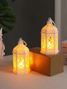 LED Hexagonal Lantern, Holiday Atmosphere Candle Light, Vintage Creative Night Light, Suitable For Holidays, Living Room, Bedroom, Party, Birthday, Gift, Desktop Decoration Ornament Night Light - Decorative Lights - View 12