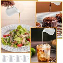 Set Of 4 White Ceramic Mini Milk Jugs With Handles, 80 Ml Capacity Each, Suitable For Coffee, Milk, Juice And Sauce Serving At Home And Kitchen. - White - View 3