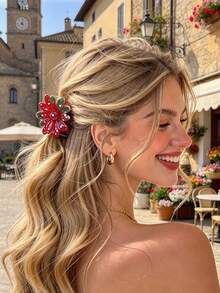 Christmas Atmosphere Snowflake Splatter Hair Claw, Autumn/Winter New Cute Small Minimalist Hair Claw Hair Accessory, Suitable For Girls Daily/Party Decoration - Multicolor - View 3