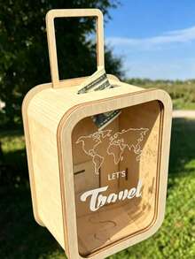 1pc Wooden Suitcase Coin Bank Adventure Travel Home Decor Box Savings Jar Birthday Gift - View 7