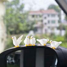 6pcs Creative Cute White Dove Car Desktop Ornament DIY Car Interior Office Desk Computer Screen Landscape Decoration Accessories Holiday Atmosphere Decor - Little White Dove - View 3