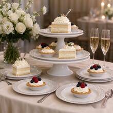 10/20/25pcs (7.5 Inch/10.25 Inch) White Base Silver Rim Plates, Multiple Sizes Available, Kitchen Tableware, High-Quality Appetizer Plates, Easy To Clean And Reusable, Suitable For Serving Dishes, Fruits, Salads, Desserts, Appetizers, Perfect For Weddings, Picnics, Gatherings, Birthdays, Parties, Holiday Celebrations And Thanksgiving, Christmas, Easter, Halloween - White - View 3