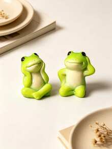 6pcs Cute Mini Frog Figurines, Resin Frogs, Micro Landscape DIY Potted Plant Moss Terrarium Decoration, Garden Fairy Decor - Multicolor - View 5