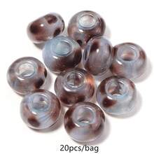 20pcs/Pack Manik-manik Transparan Berwarna-warni Motif Leopard dengan Lubang Besar Ukuran 14*8mm, Manik-manik Akrilik Motif Leopard Modis untuk Musim Gugur/Dingin, Gantungan Kunci Ponsel, dan Hiasan Tas Buatan Tangan DIY - Manik-manik berlubang besar bermotif macan tutul transparan - View 20