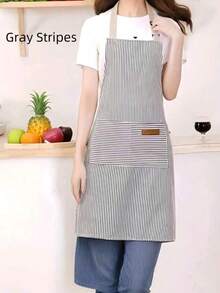 1pc Adjustable Bib Apron With 2 Pockets, Chef Cooking Kitchen Restaurant Apron, Unisex - Multicolor - View 5