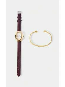 Noxbound 1pc Women's PU Leather Band Quartz Watch Round Dial Retro British Style Niche Timepiece - Multicolor - View 13