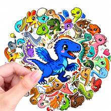 50Pcs Pixel Style Cute Dinosaur Stickers, Colorful Cartoon Dino Decals, Waterproof Stickers For Journal, Laptop, Water Bottle, Scrapbook, Aesthetic Craft Decor - Multicolor - View 7