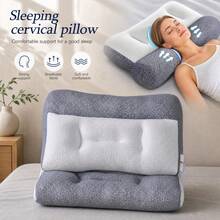 Ergonomic Cervical Support Pillow, Curved Neck Pillow, Breathable Textured Knit Fabric, Adjustable Filling, Suitable For Side, Back And Stomach Sleeping, Ideal For Travel, Airplane, Car, Home, Travel Essential, Includes Portable Storage Box - Neck Support Pillow - View 1