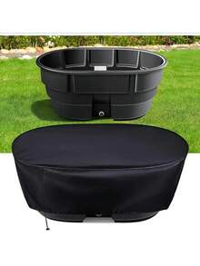 420D Oxford Cloth Outdoor Oval Pool Cover Tank Pool Dust Cover Bathtub Cover 50 Gallons - Black - View 1