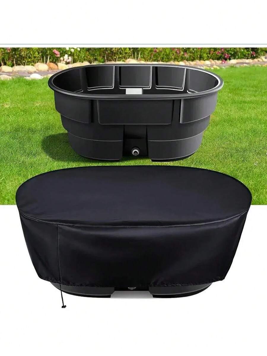 420D Oxford Cloth Outdoor Oval Pool Cover Tank Pool Dust Cover Bathtub Cover 50 Gallons - Black - View 1