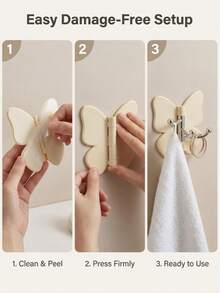 6Pcs Butterfly Wall Hooks, No Drill Self Adhesive Hooks, Decorative Heavy Duty Sticky Hanging Hooks For Bathroom Door Closet Home Organizer, Invisible Waterproof Wall Mount Hanging Holder Random Colors 2/4/6PCS - View 10