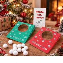1pc Christmas Snowball Toss Game Set, Desktop Ball Throwing Game Card Box, Holiday Party Interactive Game Props, Suitable For Family Interaction, Party Celebration Games, Christmas/New Year Party Game Props - Multicolor - View 5