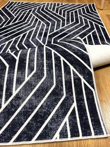 Digitally Printed Non-Slip Washable Runner And Area Rug Suitable For Living Room, Outdoor, Kitchen, Bedroom Carpet, Modern Design | Modern, Scandinavian, Bohemian And Classic Styles | 100% Polyester - Black and White - View 5
